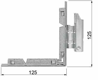 AGB -  Cerniera ARTECH angolare anta e ribalta zancata per soglia con compensatore 16/12 parte anta - aria 4/12 - battuta 18 - interasse 9 - mano DX - portata (kg) 150