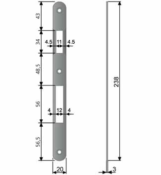 AGB -  Incontro bordo tondo per patent - col. BRONZATO VERNICIATO - frontale l 20 - frontale h 238