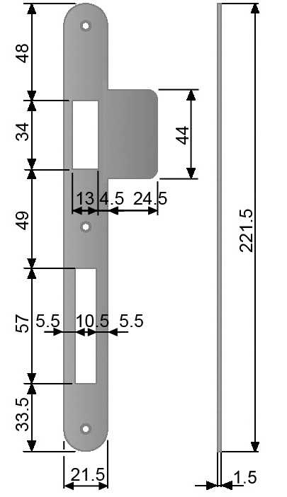 AGB -  Incontro PATENT GRANDE MOD 590 bordo tondo con alette per scrocco e catenaccio - col. BRONZATO VERNICIATO - frontale l 22 - frontale h 222