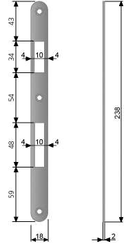 AGB -  Incontro PATENT GRANDE MOD 590 bordo tondo per patent - col. BRONZATO VERNICIATO - frontale l 18 - frontale h 238 - foro scrocco 10