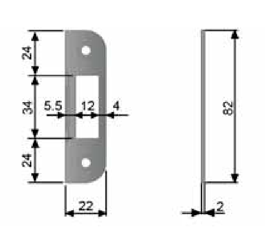 AGB -  Incontro MEDIANA EVOLUTION bordo stondato per patent solo catenaccio o solo scrocco - mat. ACCIAIO - col. OTTONATO VERNICIATO - dimensioni 22 X 82 - note PER MEDIANA - info  PER MEDIANA EVOLUTION E CENTRO