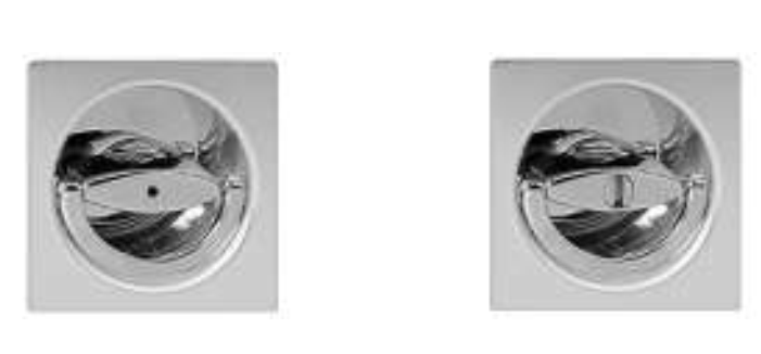 AGB - Kit Maniglia Da Incasso DUETTO quadra con doppio chiavistello - col. CROMATO SATINATO - dim. 60 X 60