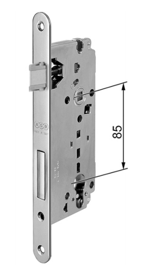 AGB -  Serratura SICUREZZA bordo tondo con scrocco foro yale per cilindro - col. CROMATO OPACO - entrata 60 - frontale 22X238