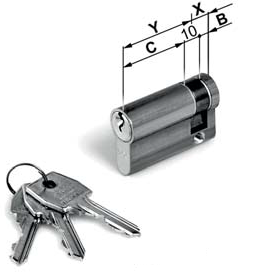 AGB - Mezzo Cilindro MOD. 600 con chiave ka - a chiave uguale - col. NICHELATO OPACO - lunghezza 40 - misura 05-10-25
