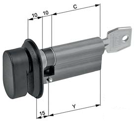 AGB -  Cilindro MOD. 600 - ARIETE con chiave e pomolo - col. NATURALE - lunghezza 70 - misura P-10-10-50