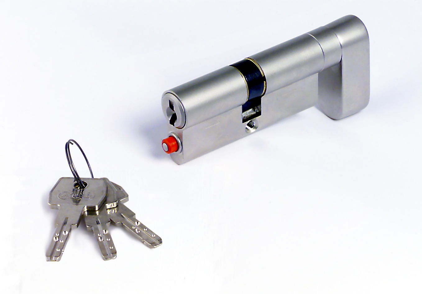 AGB -  Cilindro OPERA DQ - SL per porta tagliafuco a rotazione limitata con chiave e pomolo mc - cifratura a campione - col. NICHELATO - lunghezza 75 - misura P-30-10-35