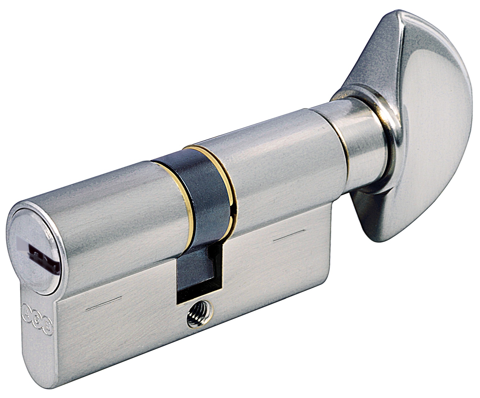 AGB -  Cilindro SCUDO 5000 PS frizionato anti bamping con chiave e pomolo ka - a chiave uguale - col. NICHELATO OPACO - lunghezza 80 - misura P-35-10-45