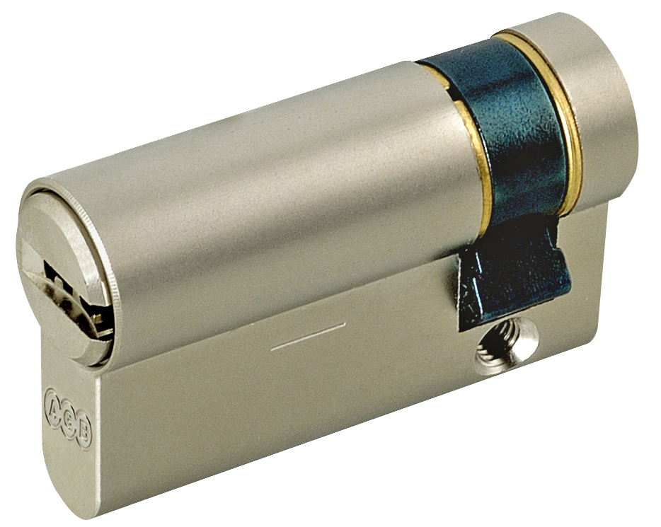 AGB - Mezzo Cilindro SCUDO 5000 PS frizionato anti bamping con chiave - col. NICHELATO OPACO - lunghezza 50 - misura 05-10-35