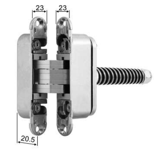 AGB -  Cerniera ECLIPSE 3.2 regolabile autochiudente per porta a filo - col. CROMATO OPACO