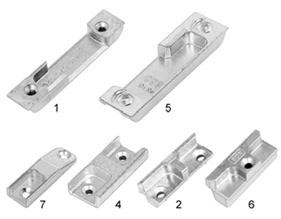 AGB -  Incontro SICURTOP lungo per nottolino - col. ZINCO SILVER - aria 4 - frontale 23 - interasse 13 - dim. 23 X 82 X 8 - mano DX