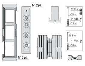 AGB - Kit Tappo ALZANTE CLIMATECH confezione accessori guida per alzante scorrevole - col. GRIGIO RAL 7035 - schema B - dim. SPESS. 92 - note DX