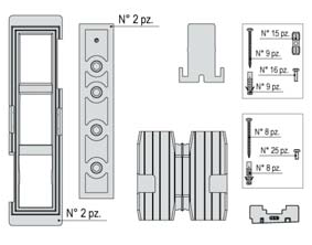 AGB - Kit Tappo ALZANTE CLIMATECH confezione accessori guida per alzante scorrevole - col. GRIGIO RAL 7035 - schema A/B - dim. SPESS. 68 - note SX