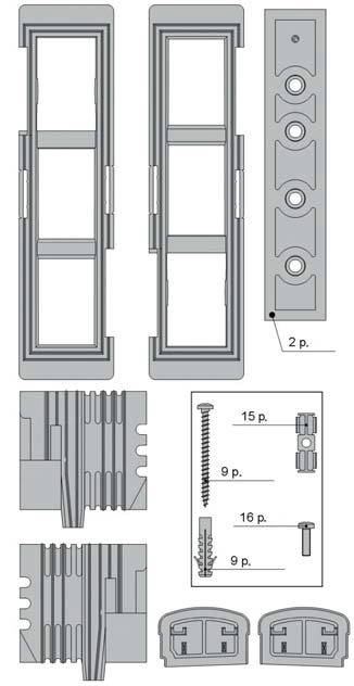 AGB - Kit Tappo ALZANTE CLIMATECH confezione accessori guida per alzante scorrevole - col. GRIGIO RAL 7035 - schema E - dim. SPESS. 68