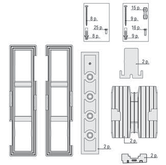 AGB - Kit Tappo ALZANTE CLIMATECH confezione accessori guida per alzante scorrevole - col. GRIGIO RAL 7035 - schema E/F - dim. SPESS. 68