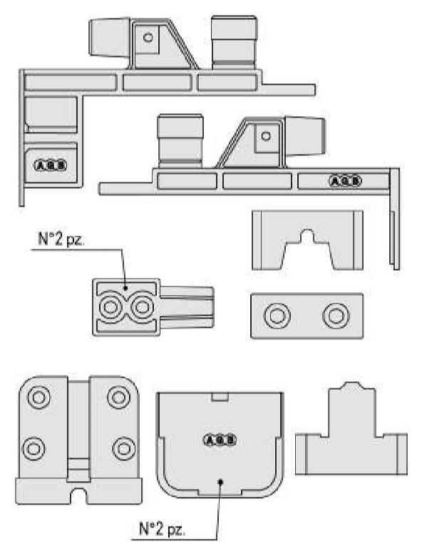 AGB -  Tappo ALZANTE IMAGO paracolpo binario guida superiore - col. GRIGIO RAL 7035 - note KIT TAPPI/PATTINI - dimensioni GUIDA 22X22