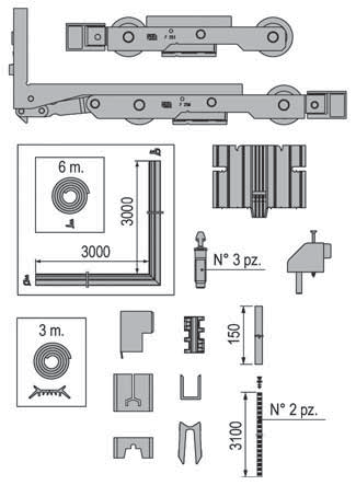 AGB -  Carrello AS A SCOMPARSA per alzante scorrevole confezione kit base - note 1 ANTA - info 300 KG - CONTROTELAIO ECLISSE