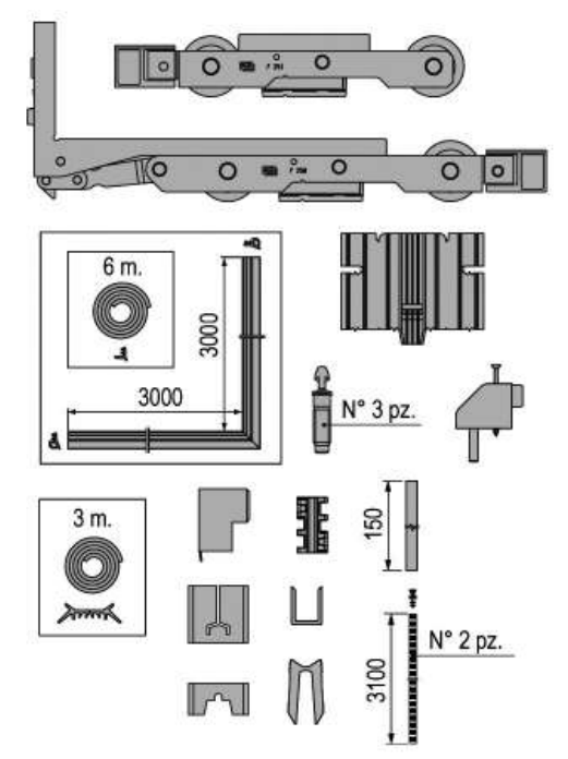 AGB -  Carrello AS A SCOMPARSA per alzante scorrevole confezione kit base - note ALZANTE XC - KIT ACCESSORI AS SU CONTROTELAIO CON TENUTA LATO ESTERNO