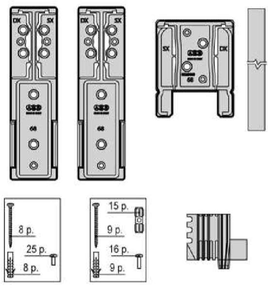 AGB - Kit Tappo ALZANTE IMAGO paracolpo binario guida superiore - col. GRIGIO RAL 7035 - note SCHEMA A - dimensioni SX - SPESSORE 68