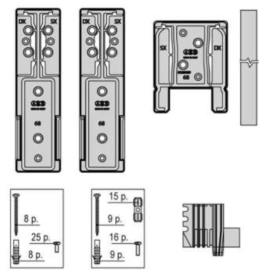 AGB - Kit Tappo ALZANTE IMAGO paracolpo binario guida superiore - col. GRIGIO RAL 7035 - note SCHEMA A - dimensioni DX - SPESSORE 68