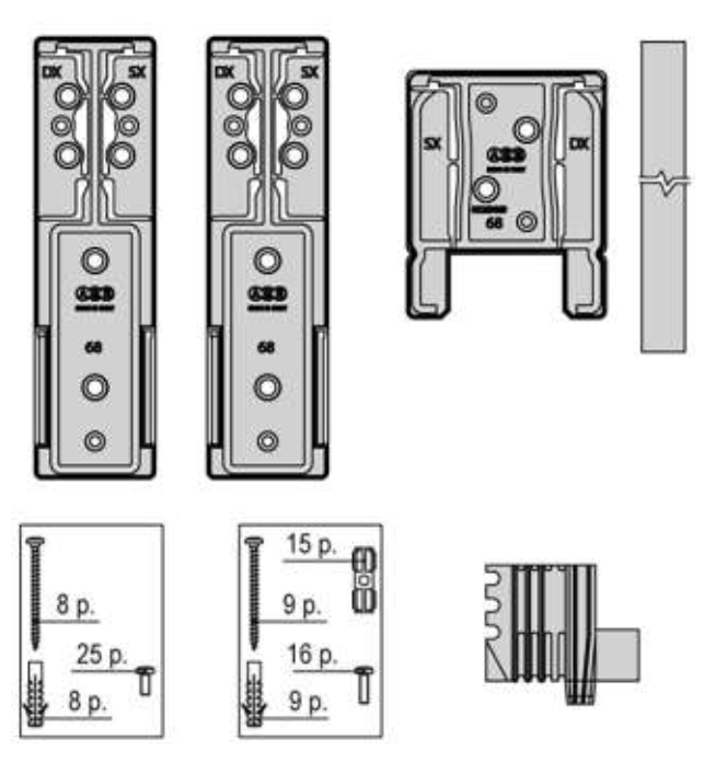 AGB - Kit Tappo ALZANTE IMAGO paracolpo binario guida superiore - col. GRIGIO RAL 7035 - note SPESSORE 92 - dimensioni KIT TAPPI IMAGO (SCHEMA A)