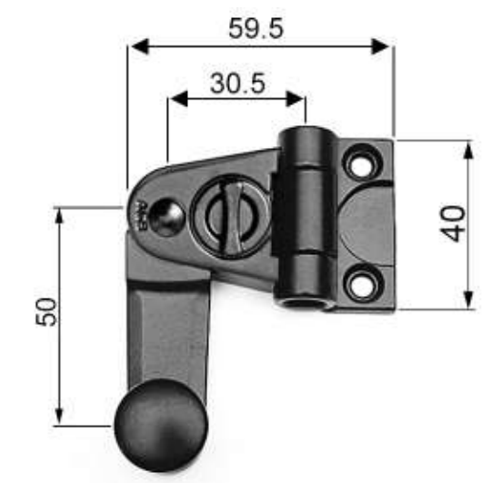 AGB -  Spagnoletta ABACO ridotta solo maniglia con sicura - col. ARGENTO - SILVER POWERAGE - rotazione 180°