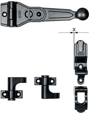 AGB -  Spagnoletta ABACO kit senza aste 1 e 2 ante con sicura finale piatto - col. NERO - BLACK POWERAGE - spessore STANDARD