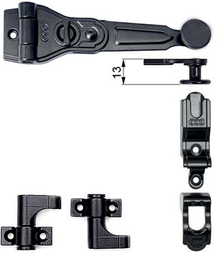 AGB -  Spagnoletta ABACO kit senza aste pomolo ribassato 1 e 2 ante con sicura finale piatto - col. NERO - BLACK POWERAGE