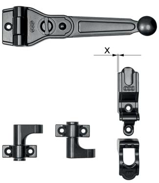 AGB -  Spagnoletta ABACO kit senza aste lunga 1 e 2 ante con sicura finale piatto - col. NERO - BLACK POWERAGE - spessore 4