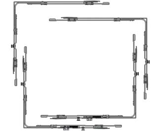 AGB - Conf. Base Movimento GALILEO angolare con carrelli - mat. ZAMA - col. ZINCO SILVER - note DX - info GALILEO + EVO