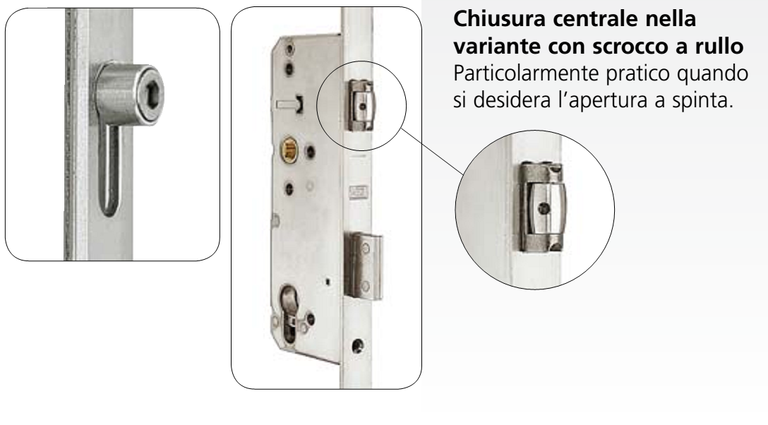 AGB -  Serratura Multipunto SICURTOP meccanica con scrocco e rullo e con nottolini - entrata 35 - h min - max 1900 - 2400 - frontale 16 - interasse 85