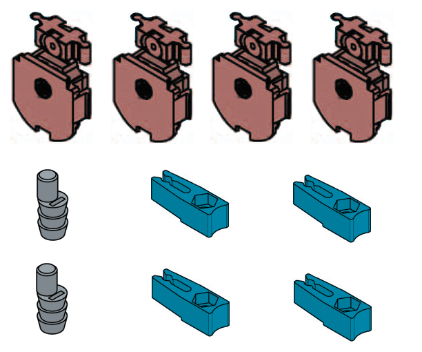 KOBLENZ -  Kit SYSTEM 0350 accessori sistema scorrevole per ante registrabili - a: ART. 0350/51 CARRELLO DI SCORRIMENTO REGISTRABILE PZ. 4 - b: ART. 0350/52 GUIDA INFERIORE REGOLABILE PZ. 2 - c: ART. 0260/54 FRENO D’ARRESTO PZ. 4