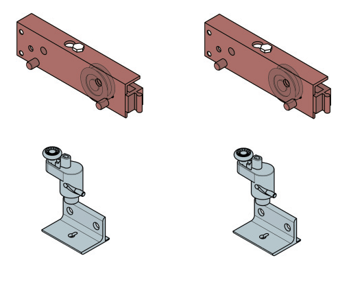 KOBLENZ -  Kit SYSTEM 0920 accessori sistema scorrevole per ante registrabili - a: ART. 0920/53(DX) ART. 0920/54(SX) CARRELLO SUPERIORE INTERNO PZ. 1+1 - b: ART. 0920/51(DX) ART. 0920/52(SX) PATTINO INTERNO INF. PZ. 1+1