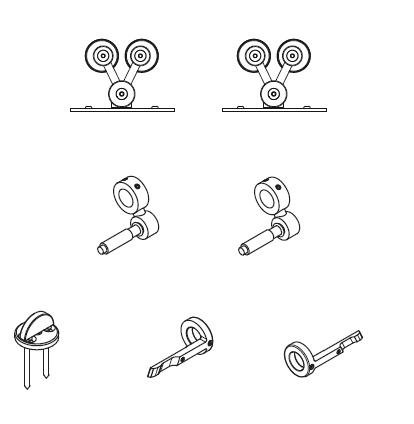 KOBLENZ -  Kit SYSTEM EXTERUS LEGNO accessori sistema scorrevole per porte in legno a vista - mat. ACCIAIO - col. NICHEL LUCIDO - a: ART. 7550 10 NL CARRELLO PER ANTA IN LEGNO V PZ. 2 NICHEL LUCIDO - b: ART. 7550 61 NL FRENO PER ANTA UNIVERSALE LEGNO SX P