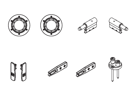 KOBLENZ -  Kit SYSTEM K20 LEGNO accessori sistema scorrevole per porte in legno a vista - col. CROMO LUCIDO - a: ART. K 2O 10 CL CARRELLO PER ANTA IN LEGNO PZ. 2 CROMO LUCIDO - b: ART. K 2O 60 CL FRENO LEGNO DX PZ. 1 CROMO LUCIDO - c: ART. K 2O 61 CL FREN