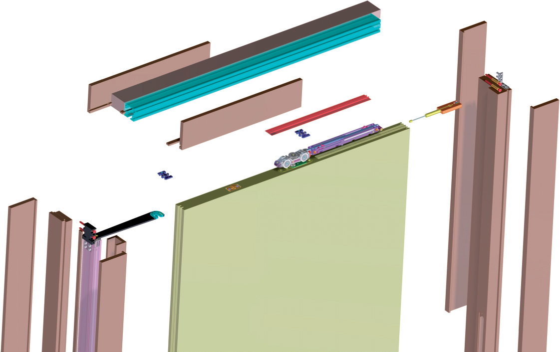 KOBLENZ -  Kit SWINGLIFE ABS abs accessori sistema scorrevole per porte rototraslante - col. ARGENTO - dimensioni LAR. 628 - ALT. 2101