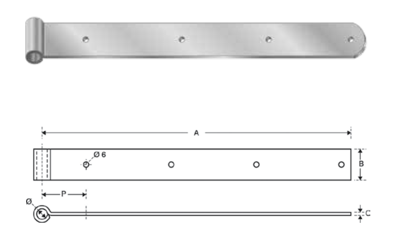 DIDIEFFE -  Bandella dritta occhio centrale - col. INOX - ø 12 - a  mm 500 - b mm 35