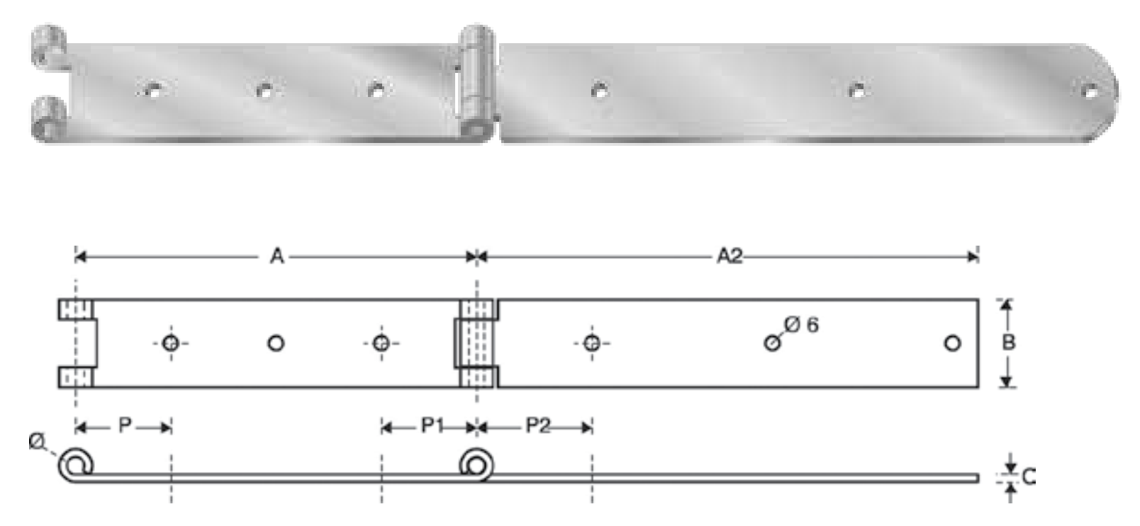 DIDIEFFE -  Bandella FUTURA orizzontale padovana occhio laterale - col. INOX - ø 7 - a  mm 120 - b mm 200