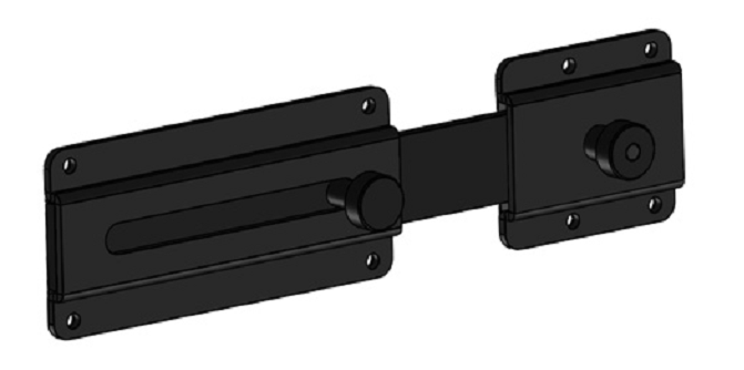 DIDIEFFE -  Catenaccio SICURTY SLIM orizzontale piatto per anta doppia - col. VERNICIATO NERO - lunghezza 220 - a mm 120 - 60 - b mm 55 - c mm 25 - sezione CON BLOCCO A MOLLA - G=7,5 - e mm 25