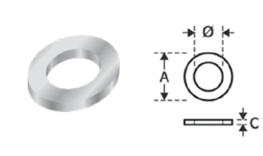 DIDIEFFE -  Rondella ø16 per cerniere - col. INOX - note H 1,5 - dimensioni Ø 16 - 10,5