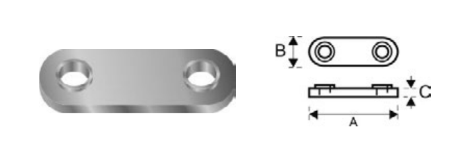 DIDIEFFE -  Spessore ART 25T per passante spagnoletta - mat. NYLON - col. NERO - a mm SPESSORE PER PASSANTI - b mm 36 X 12 X 4