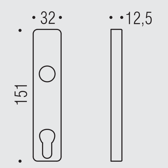 COLOMBO DESIGN -  Placca AM113 rettangolare coprimovimento per alzante scorrevole foro yale - mat. OTTONE - col. CROMO MAT - SATINATO - dimensioni 151 X 32 X 12,5