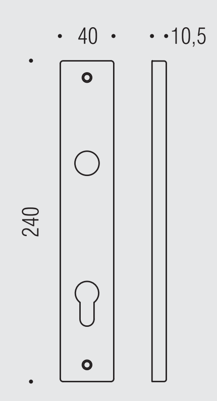 COLOMBO DESIGN -  Placca quadra foro patent - col. CROMO MAT - SATINATO - note INT 90 - dimensioni 240 X 40 X 10,5
