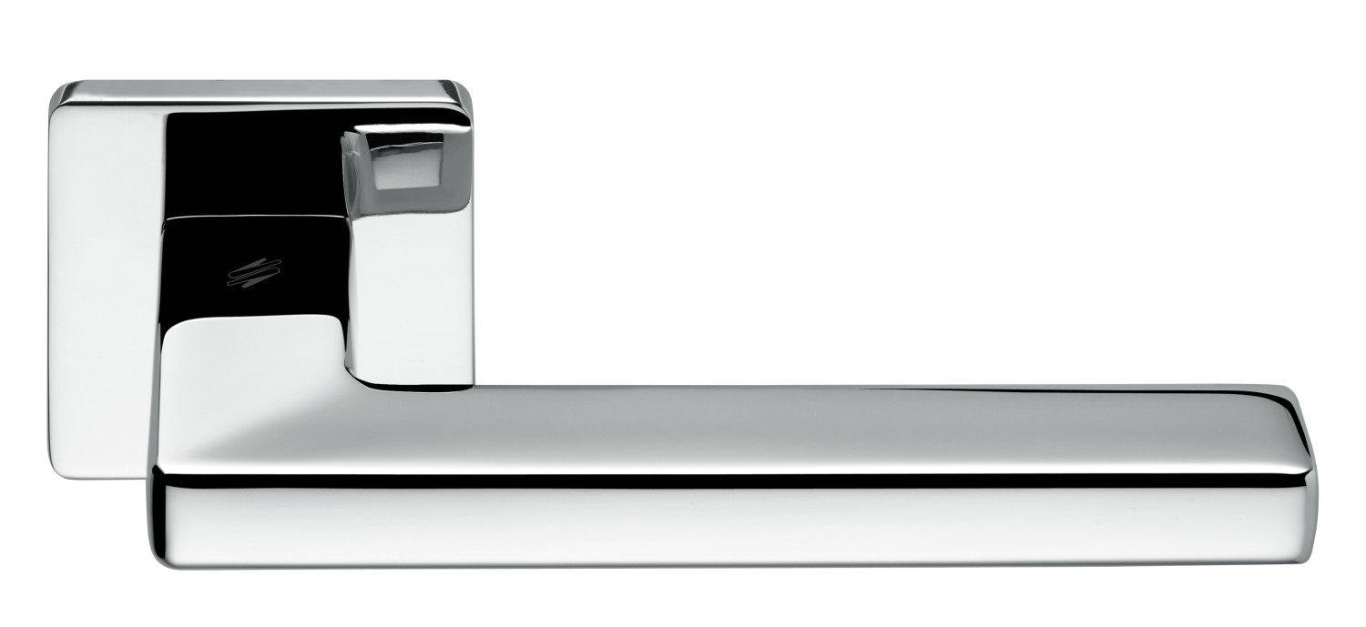 COLOMBO DESIGN -  Maniglia ESPRIT coppia con rosette e bocchette quadre foro patent - mat. OTTONE - col. CROMO