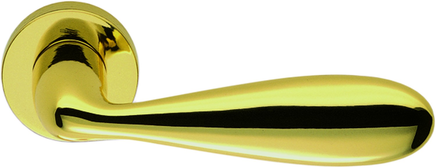 COLOMBO DESIGN -  Maniglia LARA coppia con rosette e bocchette ovali foro yale - mat. OTTONE - col. HPS ZIRCONIUM GOLD