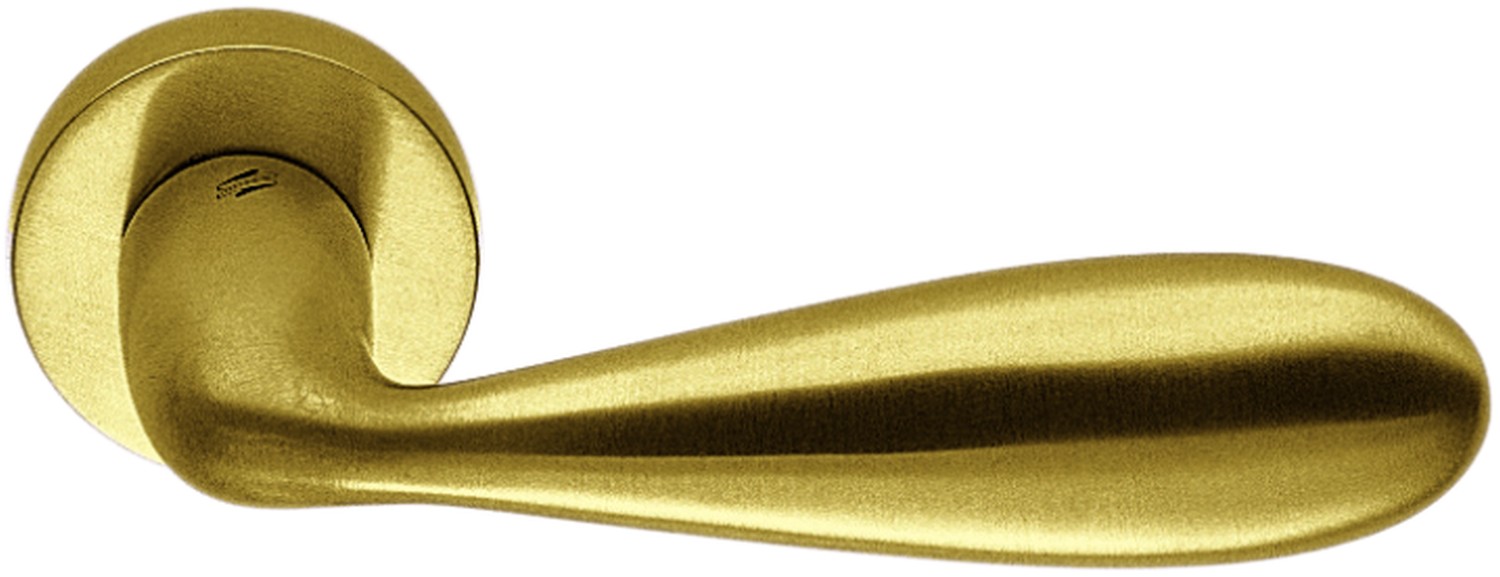 COLOMBO DESIGN -  Maniglia LARA coppia con rosette e bocchette tonde foro patent - mat. OTTONE - col. OROMAT - OTTONE SATINATO