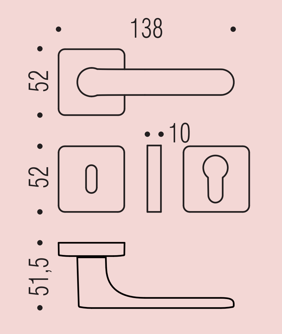 COLOMBO DESIGN -  Maniglia ONEQ - SERIE MOOD coppia con rosette e bocchette quadre foro patent