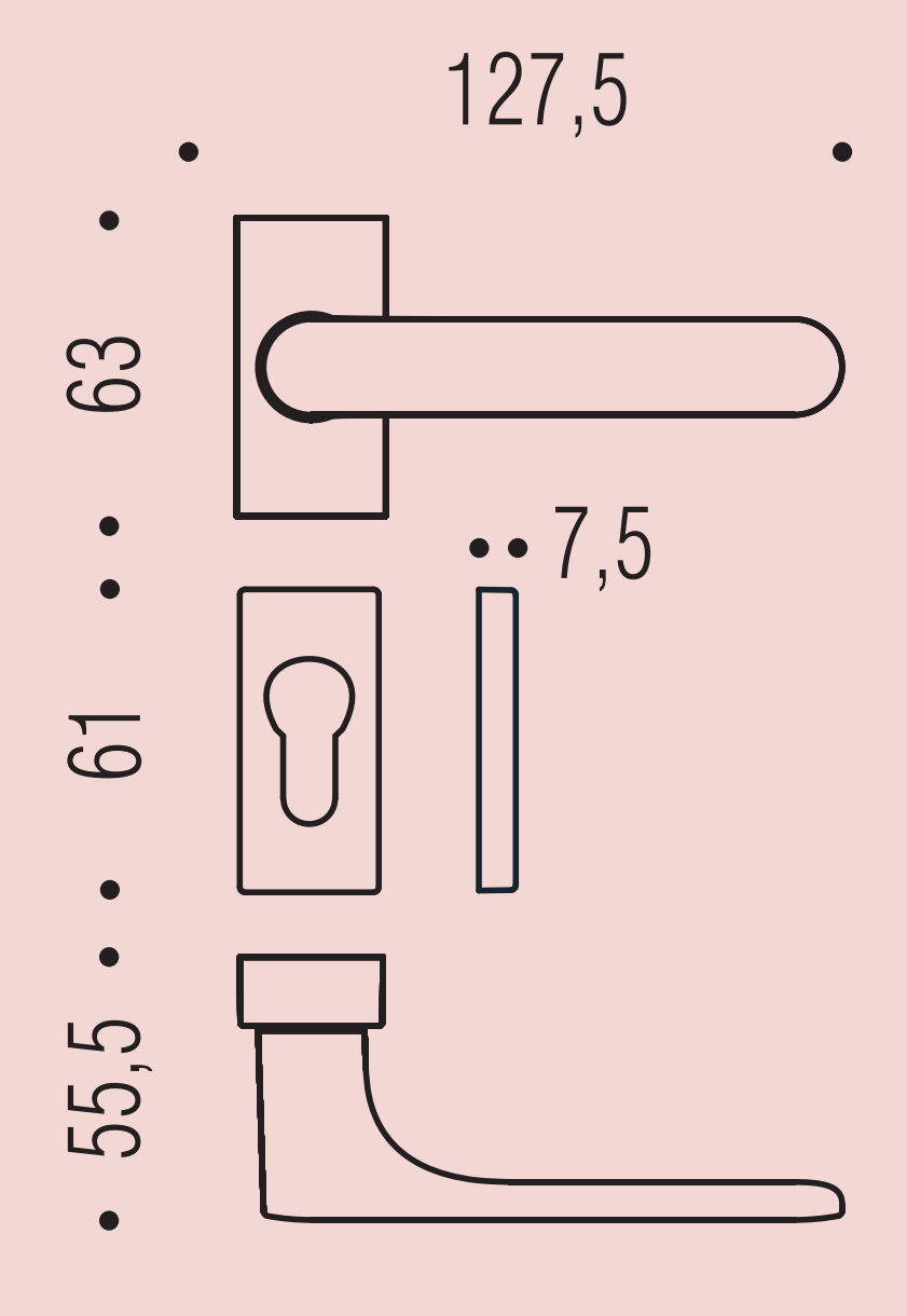 COLOMBO DESIGN -  Maniglia ONEQ - SERIE MOOD coppia con rosette e bocchette rettangolari foro yale - col. NERO
