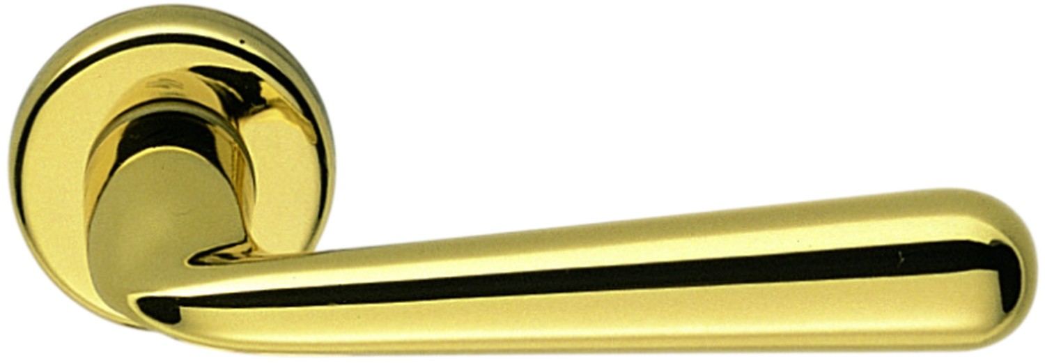 COLOMBO DESIGN -  Maniglia ROBODUE coppia con rosette e bocchette tonde foro patent - mat. OTTONE - col. OROPLUS - OTTONE LUCIDO