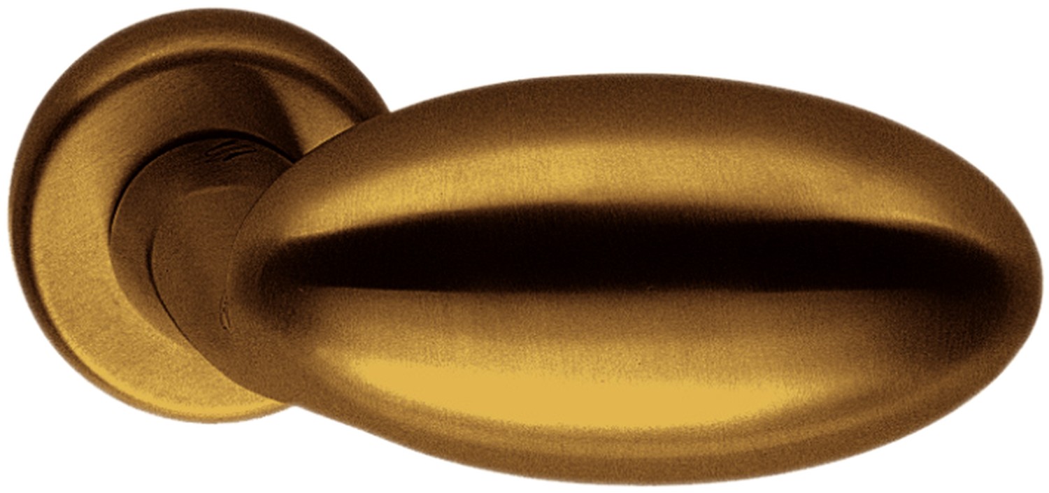 COLOMBO DESIGN -  Maniglia ROBOT coppia con rosette e bocchette ovali foro yale - mat. OTTONE - col. BRONZO