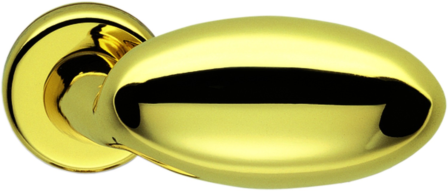 COLOMBO DESIGN -  Maniglia ROBOT coppia con rosette e bocchette ovali foro yale - mat. OTTONE - col. HPS ZIRCONIUM GOLD